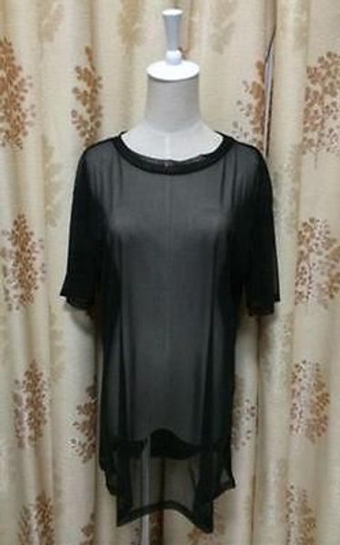 

womens see through sheer mesh short sleeve t shirt oversize black, White