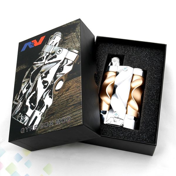 

Best AV Gyre Box Mod Fast Twist Style Gyre Tubes Hybrid Connection 3 Colors Electronic Cigarette fit 2pcs 18650 Battery DHL Free