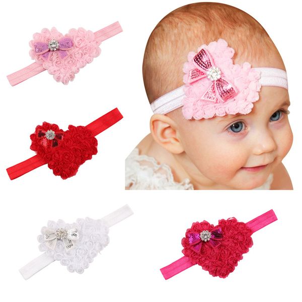 Enfant Bébés Filles Couleurs Bandeau Paillettes Nœud Pince Cheveux Fleur
