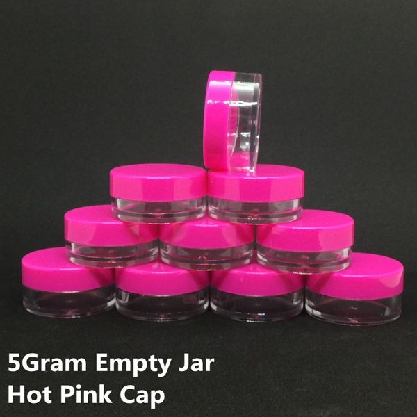 

5ML 5Gram Cosmetic Clear Empty Face Cream Jar Hot Pink Cap Sample Clear Pot Acrylic Make-up Eyeshadow Lip Balm Container Bottle Travel Size