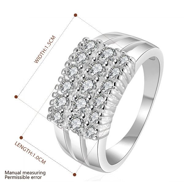 

brand new three rows of stone plated sterling silver finger ring fit women,wedding gemstone 925 silver plate rings solitaire ring er143, Slivery;golden