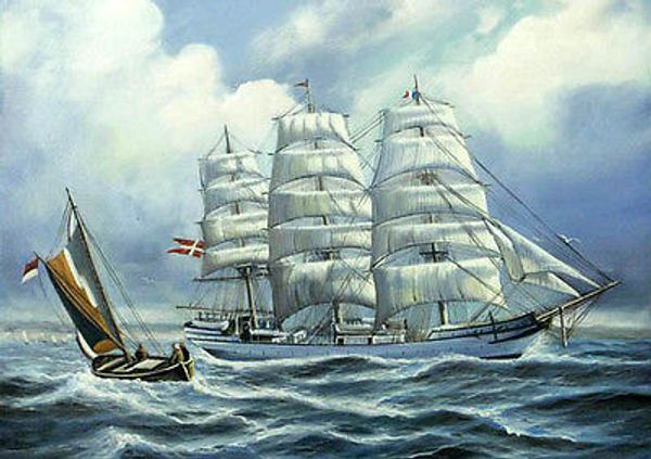 

framed seascape with ocean waves and big sail boat navigate on sea,hand painted art oil painting canvas.multi sizes s018