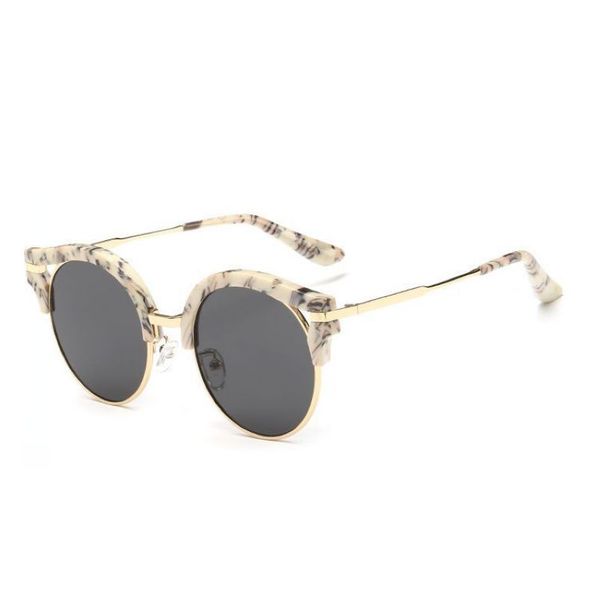

retro round lens cat eye sunglasses gold-tone metal frames polarized anti-uv lens 50mm vintage cats glasses selling, White;black