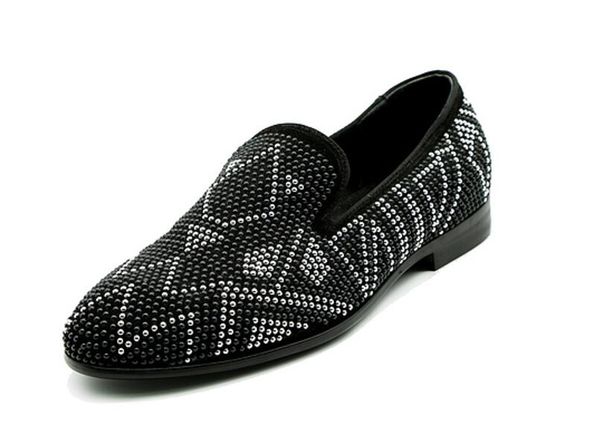 2017 new arrival moda beading stud vestido de sapatos masculinos sapatos de camurça de couro bordado mocassins senhores sapatos de casamento baixos sapatos de salto