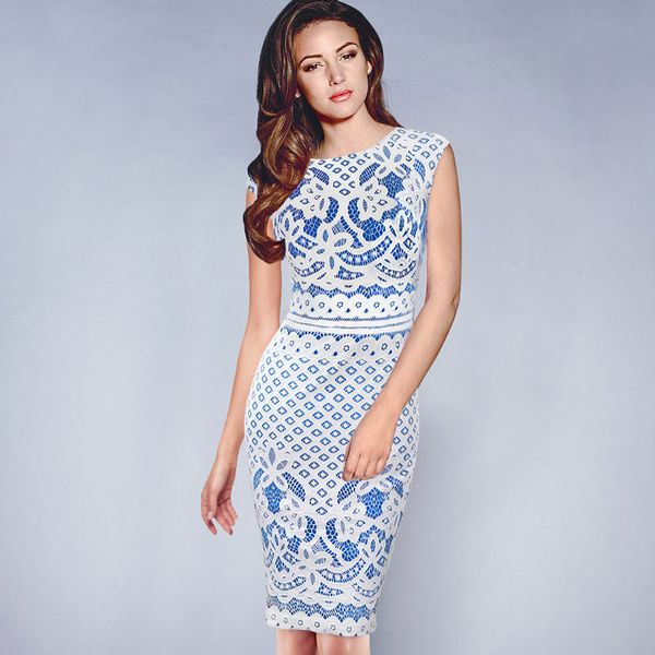 

new dise womens elegant vintage floral flower crochet cap sleeve modest patchwork pinup casual party bodycon pencil dress, Black;gray