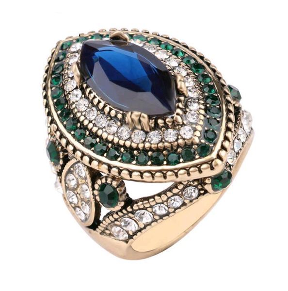 

Роскошные коренастый ювелирные изделия Кольца женщины ретро синий Кристалл прол