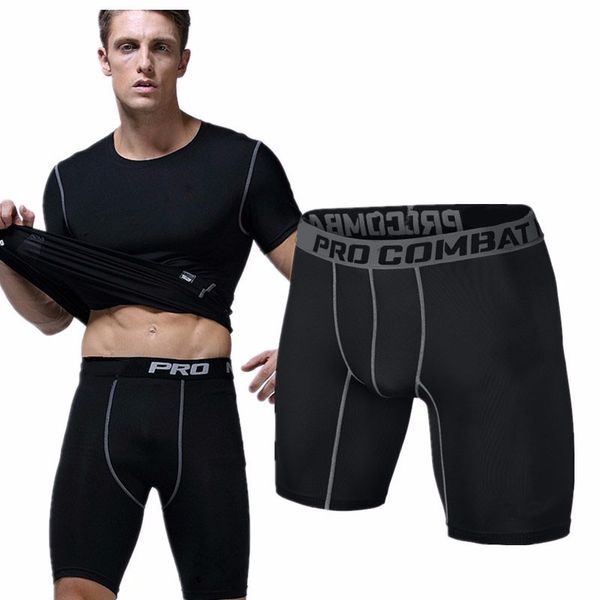 Atacado-esportes ginásio preto curto homens correndo compressão shorts sweatpants musculação combate treinamento seco leggings homens calças curtas