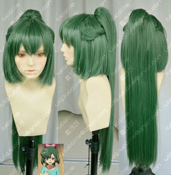 

akb0048 / takahashi south dark green cosplay wig +80cm horsetail clip ing, Black