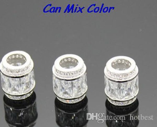 

11mm*9mm findings diamante zircon micro pave spacer findings boutique micropave round shape beads inlay brass big hole b8342, Crystal