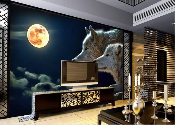 

custom any size popular night view of the wolf tv wall mural 3d wallpaper 3d wall papers for tv backdrop