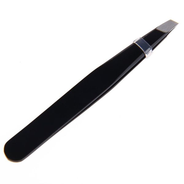 

wholesale- 2016 new fashion 1 pcs professional stainless steel slant tip hair removal eyebrow tweezer makeup tool black color for unisex
