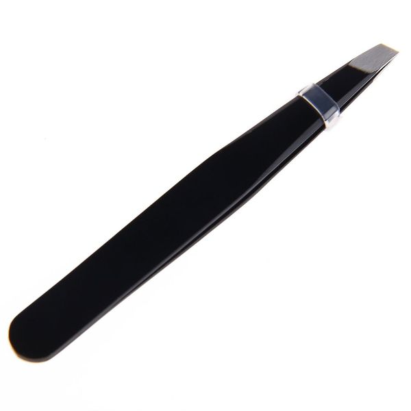 Wholesale- 2016 New Fashion 1 pcs Professional Stainless Steel Slant Tip Hair Removal Eyebrow Tweezer  Tool Black Color For Unisex