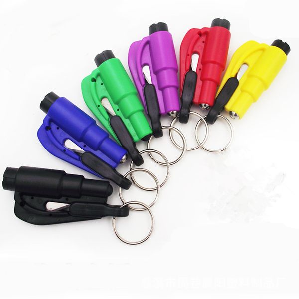 

mini 3 in 1 seatbelt cutter emergency hammer glass breaker key chain smart auto rescue tool safety escape lift save sos whistle v37