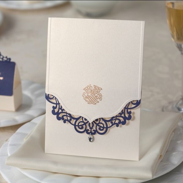 

wholesale- cream white wedding invitation card laser cut and printable cw502