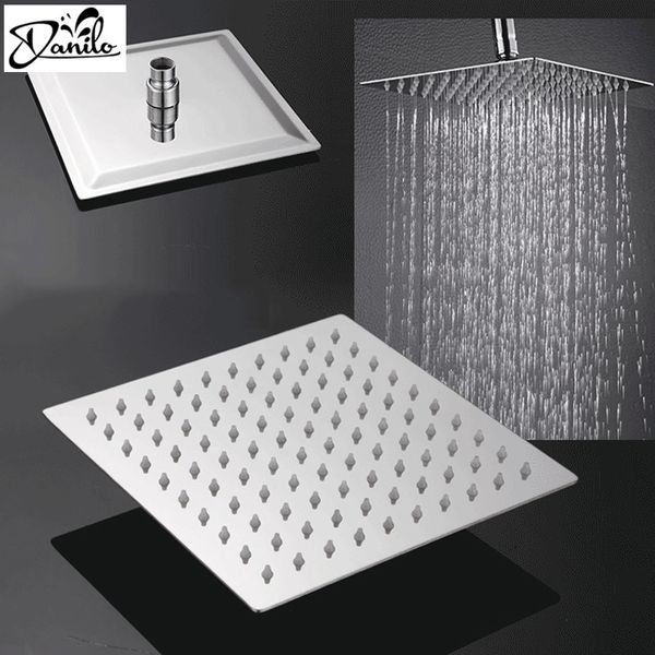 

wholesale- modern square chrome stainless steel 8" rainfall shower head ultra-thin wall mounted ceiling mounted showerheads