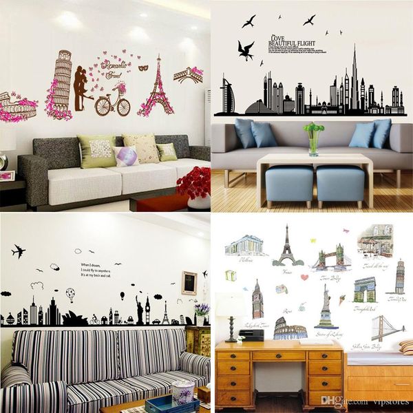 Places Of Interest Cartoon Wall Stickers Home Decor World S Famous Mixed Order Places Of Interest Cartoon Wall Stickers Home Decor World S Famous Building Decal