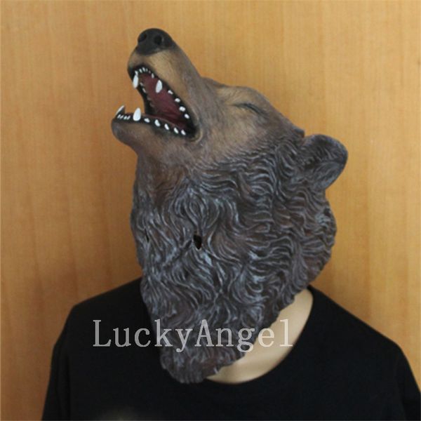 Großhandel 2017 Neue Erwachsene Tier Kostüm Gruselige Erwachsene Vollen Kopf Latex Gummi Wolf Hund Maske Halloween Cosplay Custome Requisiten Kostenloser Versand