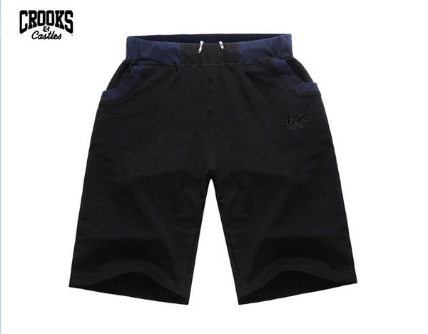 

m3030 2017 new style crooks and castles fashion mens cotton shorts elastic waist casual knee length, White;black