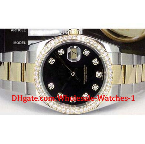 

new arrive luxury watches gift box wrist watch 18kt gold ss black diamond bezel 116233, Slivery;brown