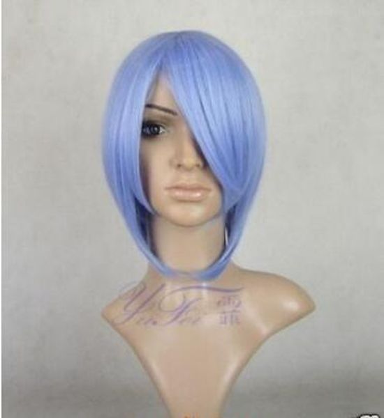 

gt;>>new blue light blue short cosplay wig, Black;brown