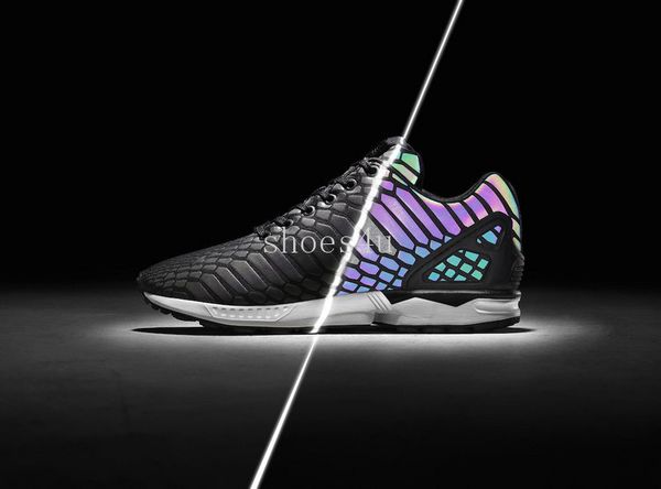 

(With Box) Free shipping cheap The chameleon men's and women's shoes ZX FLUX XENO new reflective black snake spirit leisure shoes size 36-44