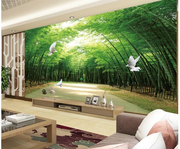 

high-end atmosphere of fresh bamboo forest shock 3d tv background wall