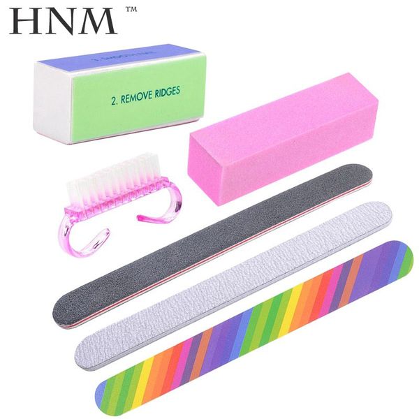 

wholesale- hnm 6 pcs/lot nail art buffer file durable buffing grit sand block manicure nail sponges files nail cleaning brush