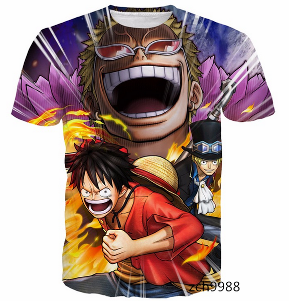 

классический one piece аниме новая мода женская / мужская луффи и сабо с коротким рукавом 3d печати футболка лето повседневная футболка s--5, White;black