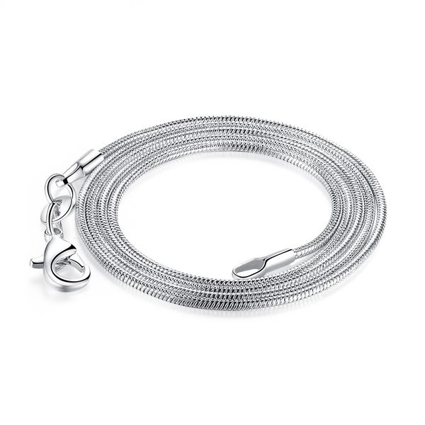 

1.2mm 925 silver smooth snake chain necklace lobster clasps chains jewelry 100pcs fashion women necklaces size16 18 20 22 24inch