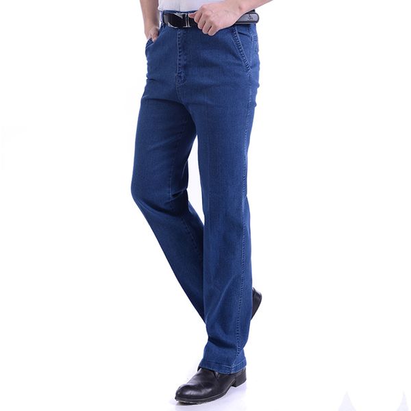 

wholesale-new arrival fashion men jeans quality cotton straight denim pants slim simple brand jeans men big size high waist, Blue