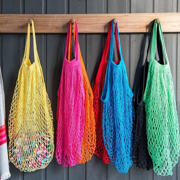 

fashion contrast handbag fruits & vegetable shopping string cotton net mesh bag for clothes toys storage bags ic531