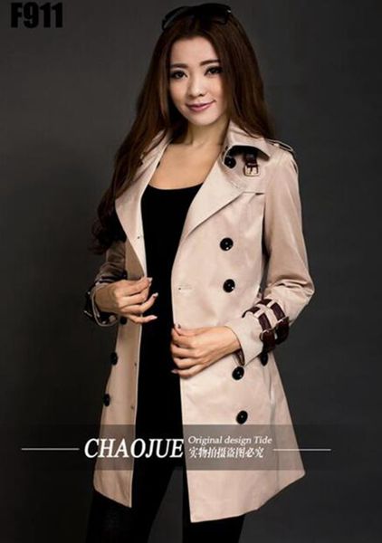 

women in the spring and autumn leisure fashion show thin long spell leather trench coat of cultivate one's morality / s-4xl, Black