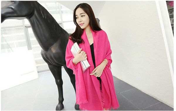 

2018 new cashmere scarf solid shawl dual-use muffler wrap pashmina merino knit woven crochet poncho necker chief winter women fashion ski, Blue;gray