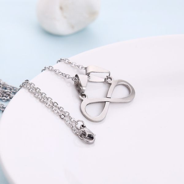 

2017 new stainless steel men's necklaces fashion infinity number pendant necklace for women stainless steel chains jewelry sale, Silver