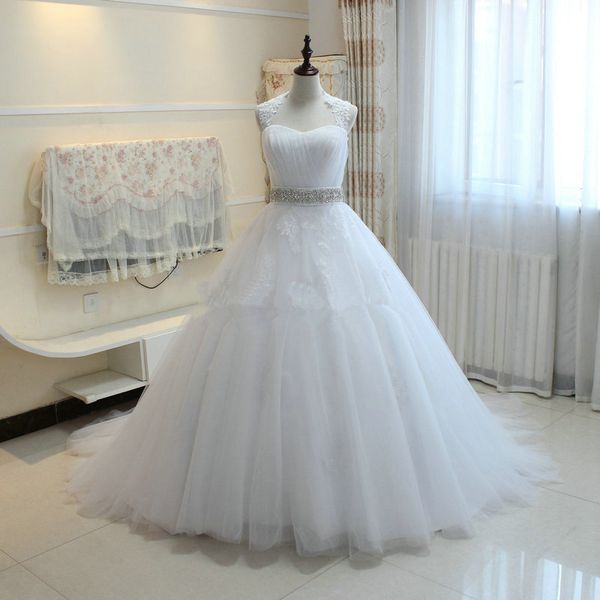

beaded tulle a line wedding dress with appliques wrap 2019 romantic wedding gowns court train wedding dresses, White
