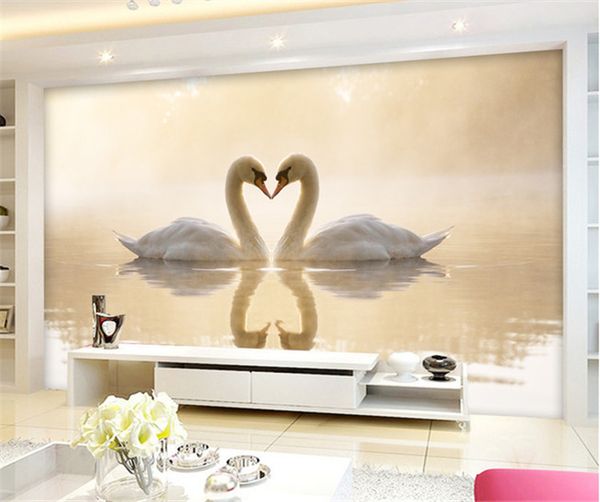 

3D пользовательские фото настенная роспись Лебединое озеро papel де parede фон диван ТВ