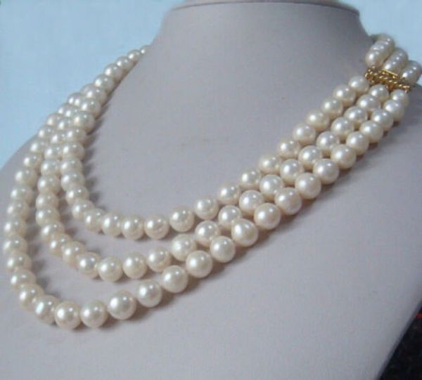 100/" 9-10 MM SOUTH SEA NATURAL White PEARL NECKLACE 14K GOLD CLASP