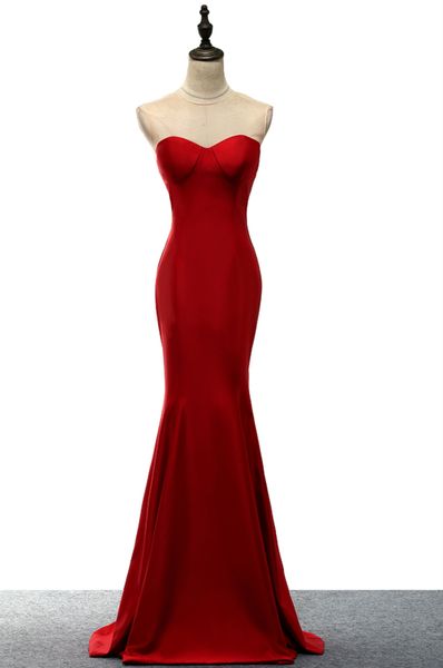 

satin mermaid formal evening dress wear burgundy 2018 long evening gowns lace up red carpet dress, Black;red