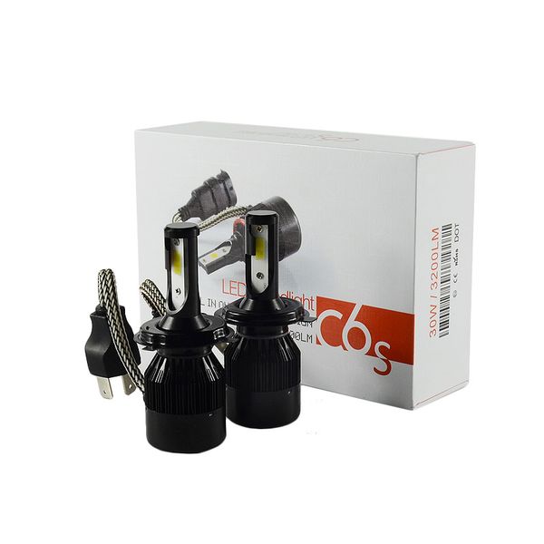 

c6s 2pcs cob автомобильная светодиодная фара 60w 6400lm h4 h13 h7 h11 9005 9006 лампы противотуманные фары автомобильные светодиодные против