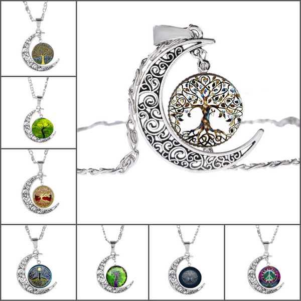 

new tree of life moon charm pendant necklace jewelry art and the thought of the tree silver plated charm jewellery gift