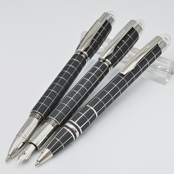 

Luxury MB pens For black and silver Metal grid Roller ball pen stationery school office supplies Hot sale write smooth brands gift pen