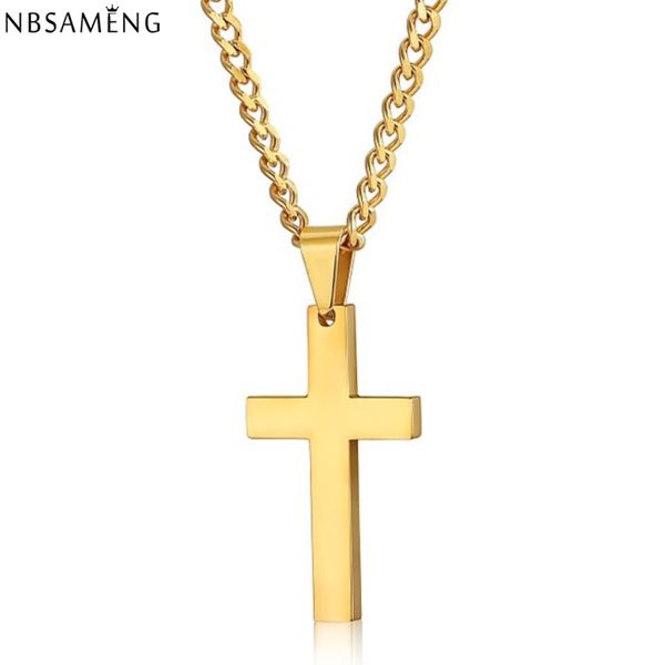 

wholesale-2016 cross necklaces & pendants for men stainless steel 18k gold plated male pendant necklaces prayer jewelry yk5046, Silver