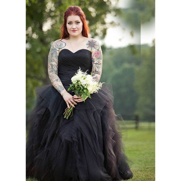 

черные готические свадебные платья бальное платье милая плиссированные оборки тюль длина пола старинные свадебные платья нестандартного разм, White