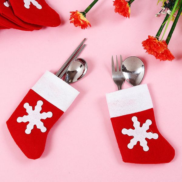 

wholesale-12 pcs/set christmas socks tableware bags christmas decoration dining table knife fork sliverware bag -pg