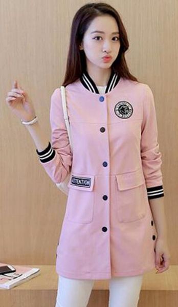 

women fall temperament cultivate one's morality show thin long baseball uniform students in leisure fashion trench coat / s, Black