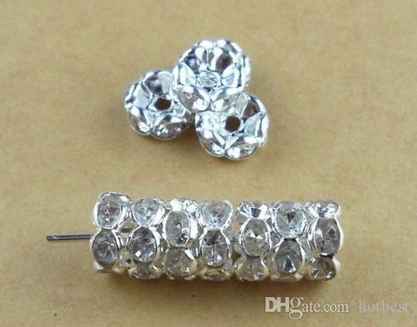 

6mm white color crystal spacer metal silver plated rondelle rhinestone loose beads for diy jewelry making u2212