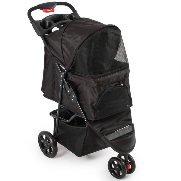 

Pet Stroller Dog 3 Wheels Stroller Travel Folding Easy Walk Carrier