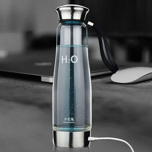 

wholesale- 500ml portable hydrogen water generator glass bottle healthy hydrogen rich water bottle high borosilicate glass ionizer bottle
