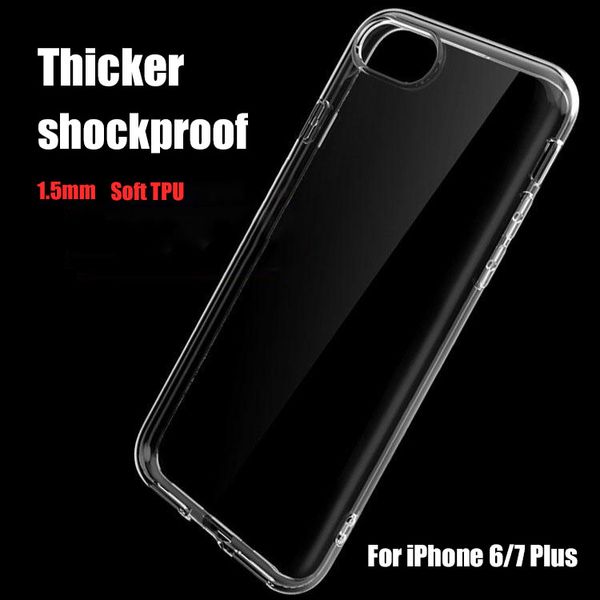

1.5mm Transparent TPU Clear Case For Iphone XS XR 7/8 Plus Super anti-drop Protection Cover Soft Cases Custom Designs DHL Free