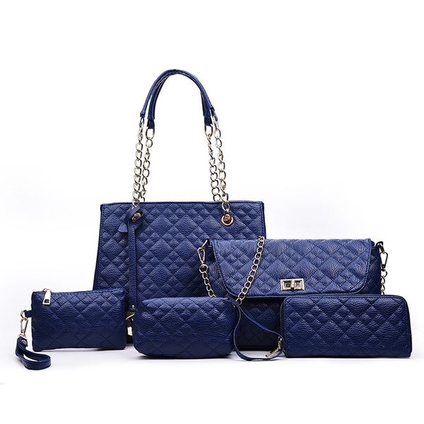 

2017 new fashion 6pcs set women designer handbags hand bags diamond lattice compasite bag